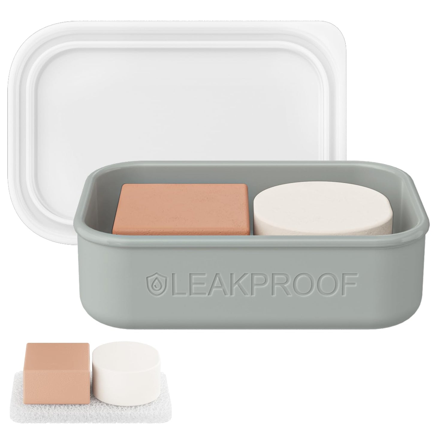 Quatish Compact Leakproof Travel Soap Case, Silicone Soap Box with Draining Layer, Enhanced Soap Container, Suitable for Camping, Gym, Bathroom, Outdoor Essentials, Bluegreen