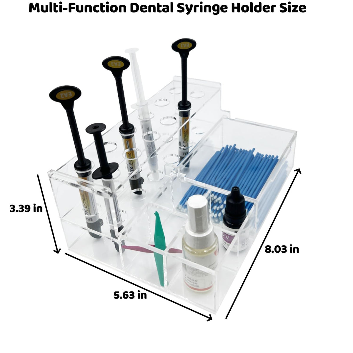 Dental Composite Syringe Organizer, Transparent Multi-Function Acrylic Teeth Syringe Holder for Resin Adhesive Syringes Brush Dispenser Placement Rack Tool (Medium)
