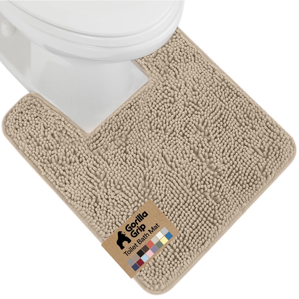 GORILLA GRIP Bath Rug Mat for Bathroom, Absorbent Chenille, 24x17 Gray | Soft Thick Quick Dry Microfiber Mats, Rubber Backing, Machine Washable Tub and Shower Floor Rugs, Home Decor Essentials