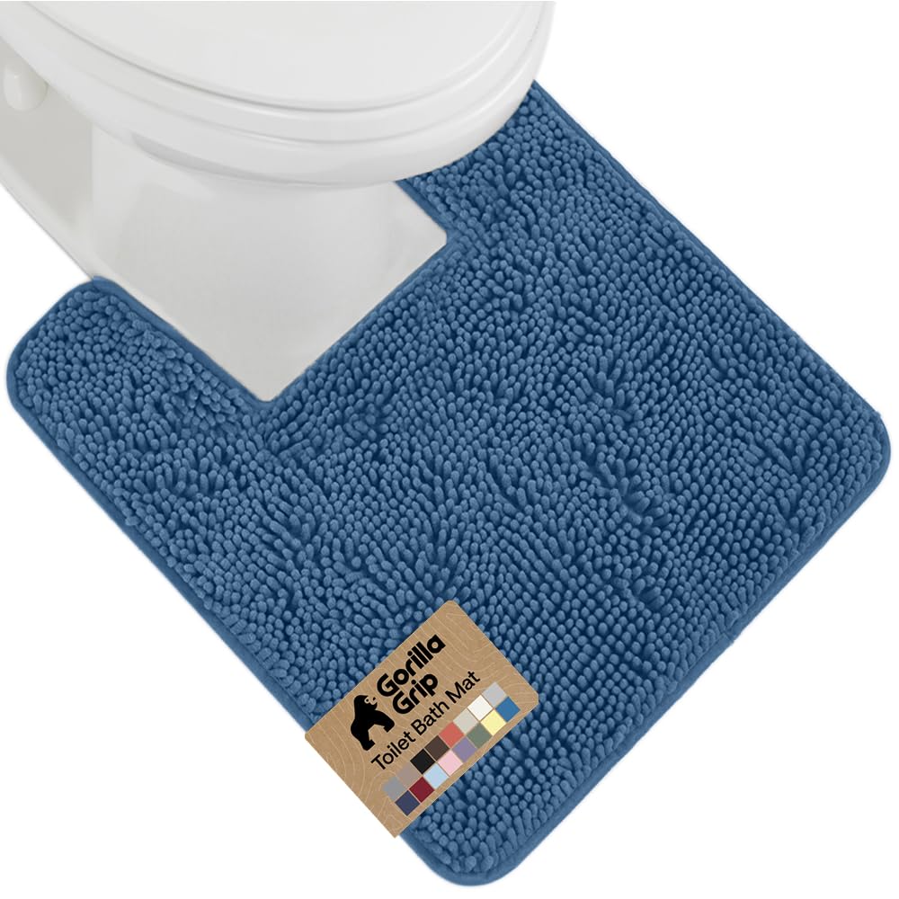 GORILLA GRIP Bath Rug Mat for Bathroom, Absorbent Chenille, 24x17 Gray | Soft Thick Quick Dry Microfiber Mats, Rubber Backing, Machine Washable Tub and Shower Floor Rugs, Home Decor Essentials