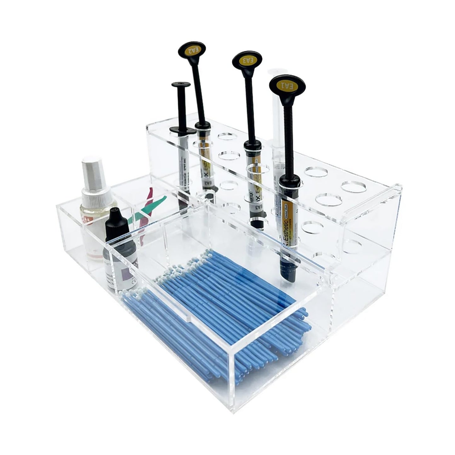 Dental Syringe Acrylic Organizer, YOUYA DENTAL Multi-Function Acrylic Dental Composite Organizer Transparent Resin Holder Applicator for Resin Adhesive Syringes Brush Dispenser Placement Rack (Medium)