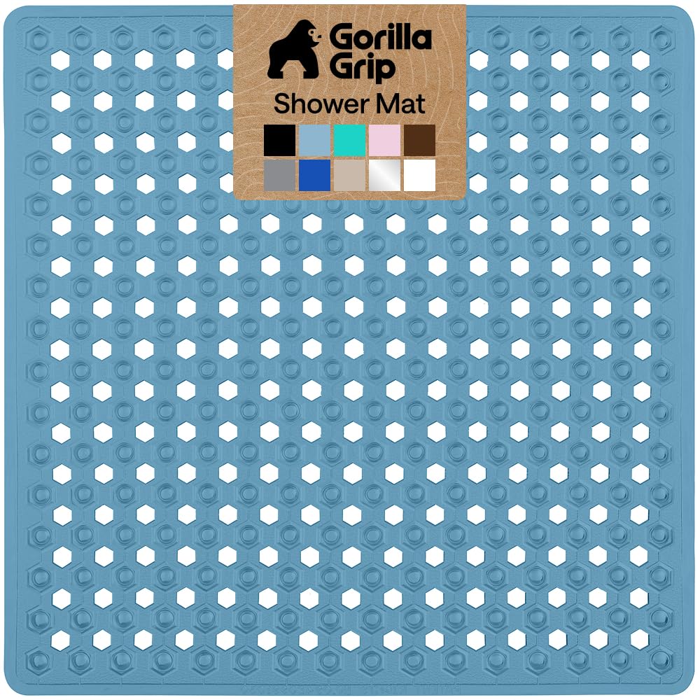 GORILLA GRIP Bath Tub Shower Mat, Bathtub Floor Liner, 35x16 Clear | Patented Large Mats, Machine Washable, Suction Cups and Drain Holes to Keep Tubs Clean, Soft on Feet, Bathroom Essentials