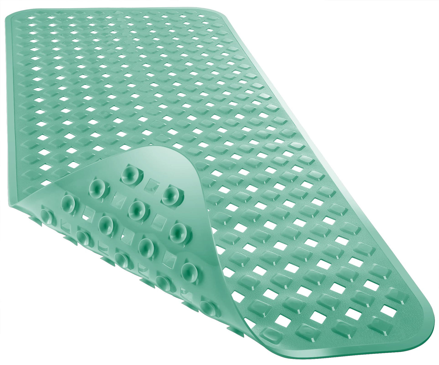 Yimobra Bathtub Mat Non Slip, 35"X16" Shower Mat with Strong Suction Cups & Drain Holes, Long Anti Slip Bath Tub Mat for Inside Shower, Machine Washable Fast Drying, Bathroom Essentials, Clear Blue