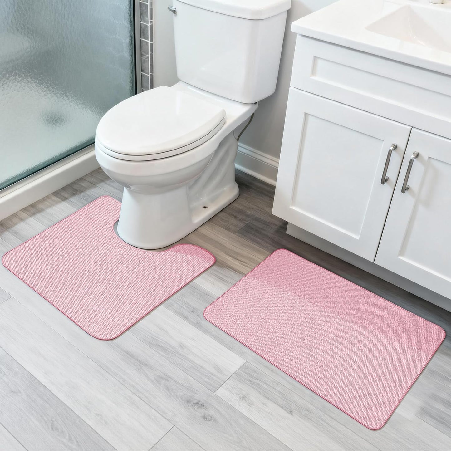 Bath Mat,Ultra Thin Bathroom Rugs,Rubber Bath Mats for Bathroom,No Slip Bath Rugs,Quick Dry,Machine Washable,Low Pile,Absorbent,Shower Outside,Sink,Home Decor Accessories.Grey,1'5"x2'3"(17x27Inch)