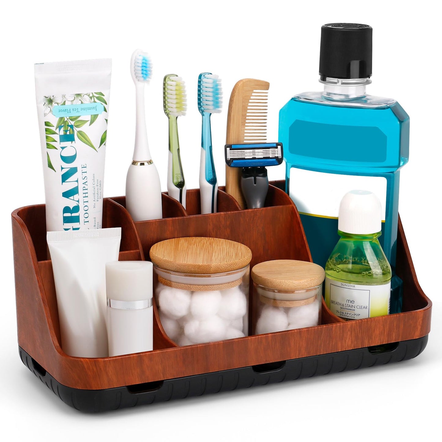 GFWARE Bathroom Organizers and Storage - Detachable 7 Slots Kids Electric Toothbrush and Toothpaste Holde Drainage for Bathroom Accessories Organization Counter Vanity Storage