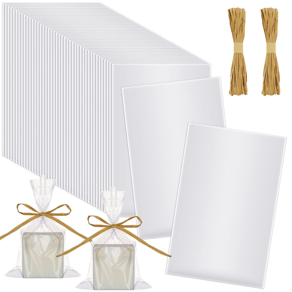 Tudomro 100 Pcs Clear Cellophane Soap Bags for Homemade Soap Candles, 5x8 | Clear Wrappers for Soap Bars Candles, Wedding Favor Treat Bags, Homemade Gifts Packaging, Small Business Supplies