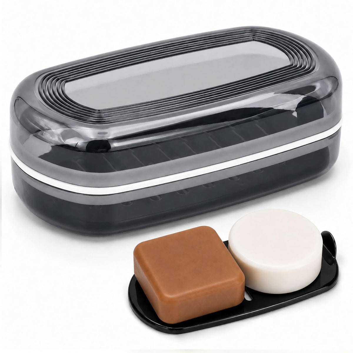 AIDIMMING Shampoo Bar Holder & Large Travel Soap Case with Drain Tray | Shampoo bar travel case for shampoo and conditioner bars set or one 10 oz soap bar, with a removable drain tray (Green)