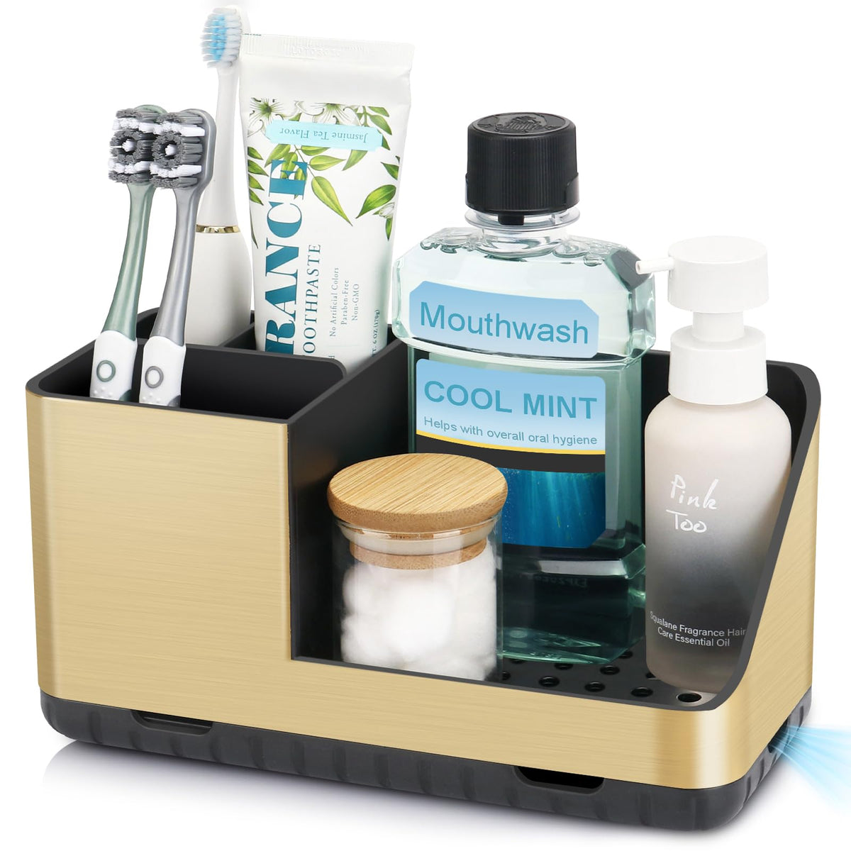 Toothbrush Holders for Bathroom Counter Organizer and Storage (White) | Easy To Clean, Drainage, Non-Slip, Detachable, Kids Electric Toothbrush and Toothpaste Holder for Bathroom