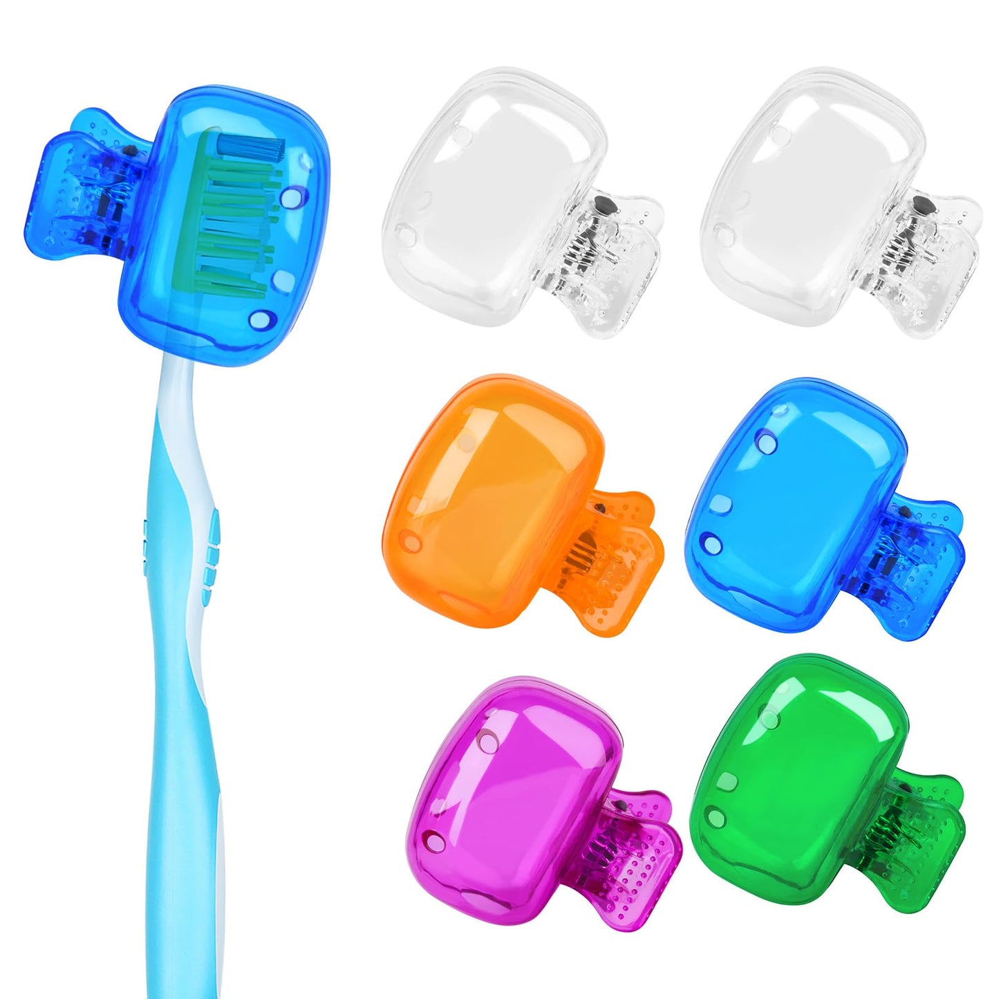 6 Pack Toothbrush Covers Portable Toothbrush Coverings Clips for Protectors Tooth Brush Storage Head Cover Cap Tooth Brush Covers for Kids Bathroom Home Travel Tooth Brush Case
