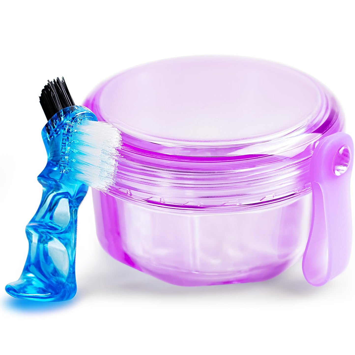 Leakproof Denture Case Denture Soaking Cup False Teeth Container, Dental Denture Bath Holder Storage Box Retainer Cleaner Case for Traveling - Leak Proof and Lid Waterproof - Transparent Black