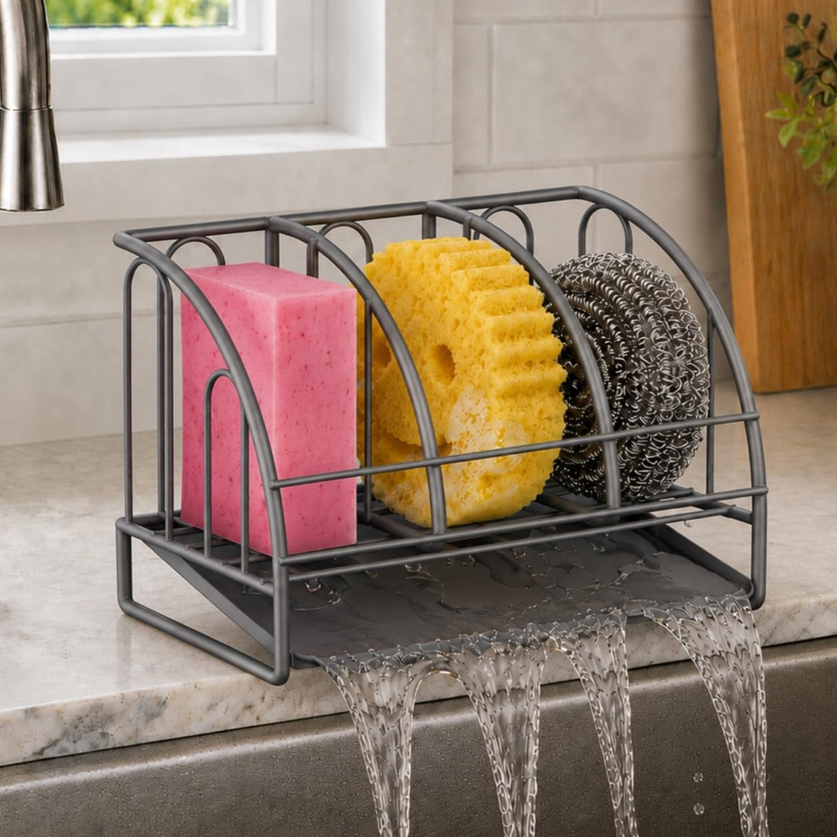 Soap Dish Bar Soap Holder for Shower Sponge Holder for Kitchen Sink Storage | Organizer for Bathroom Wall Sponge Holder for Kitchen Sink Kitchen Storage Accessories