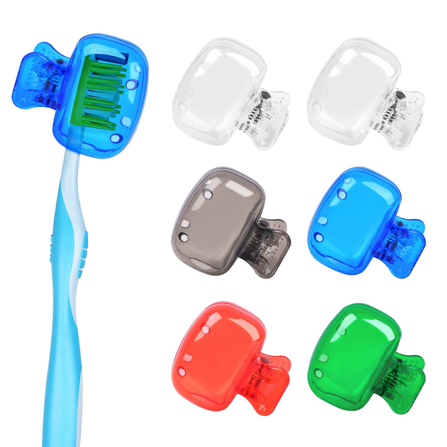 6 Pack Toothbrush Covers Portable Toothbrush Coverings Clips for Protectors Tooth Brush Storage Head Cover Cap Tooth Brush Covers for Kids Bathroom Home Travel Tooth Brush Case