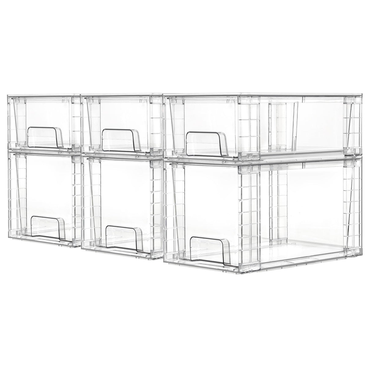 Vtopmart Clear Stackable Storage Drawers, 4 Pack Kitchen Cabinet Set | Medium and Small Pull-Out PET Drawers with Stackable Design for Kitchen Cabinets, Pantry, Under Sink, Medicine