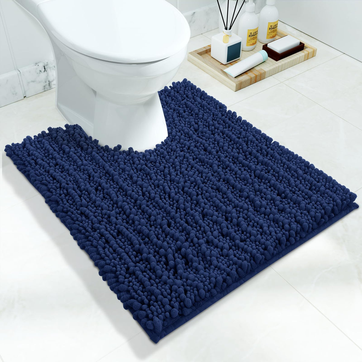 Yimobra Bathroom Rugs Non-Slip Washable – Extra Soft & Absorbent Chenille Bath Mat, Quick-Dry Plush Shaggy Floor & Vanity Bath Rugs for Tub & Shower, Modern Home Decor Accessories, 24 x 17, Grey