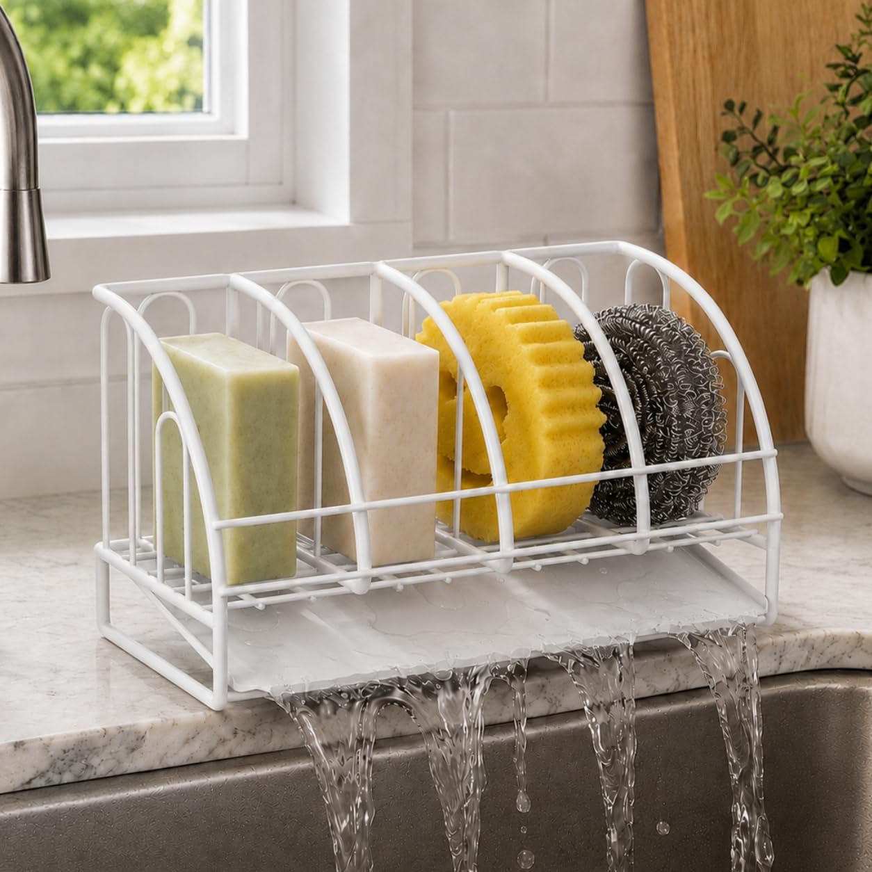 Soap Dish Bar Soap Holder for Shower Sponge Holder for Kitchen Sink Storage | Organizer for Bathroom Wall Sponge Holder for Kitchen Sink Kitchen Storage Accessories