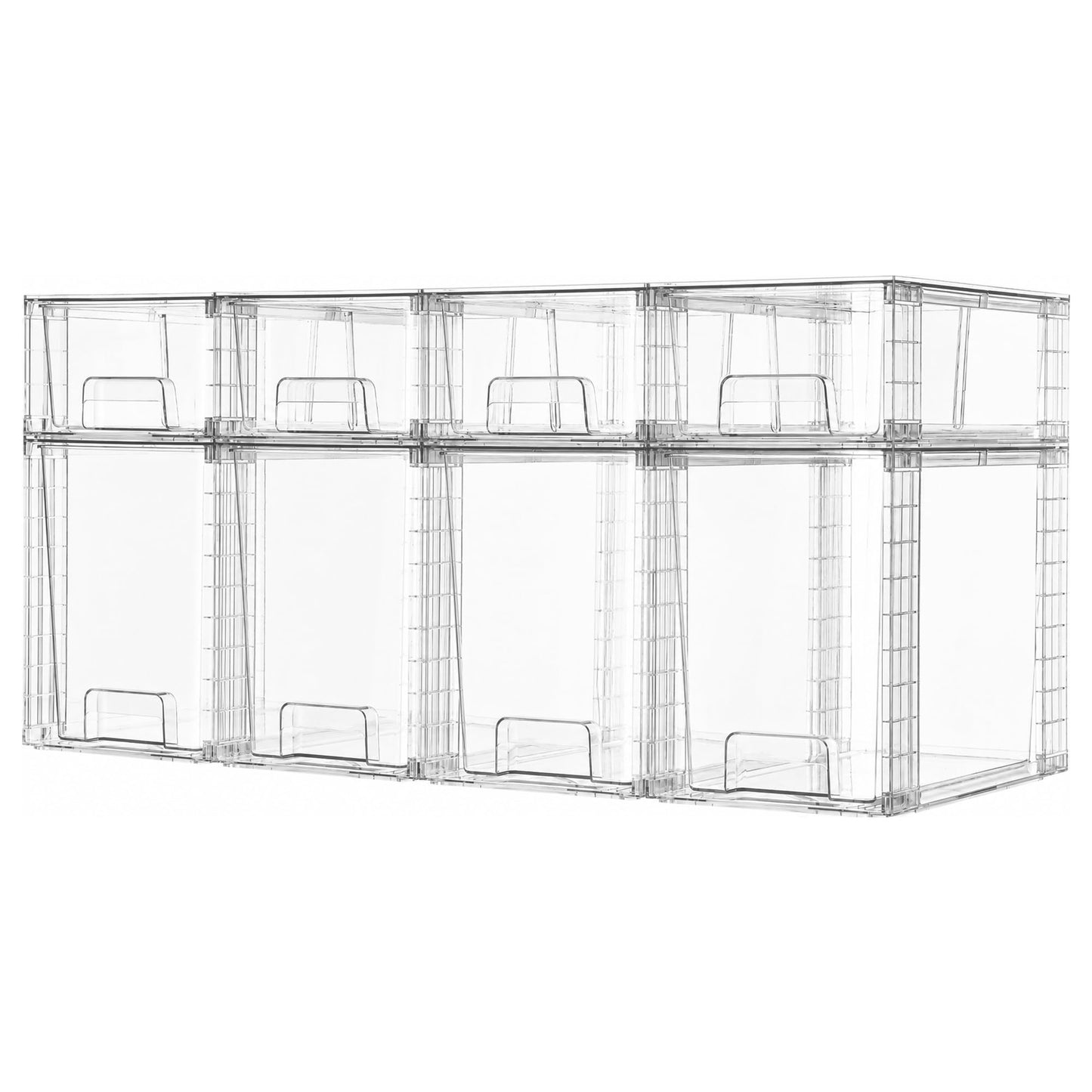 Vtopmart Clear Stackable Storage Drawers, 4 Pack Kitchen Cabinet Set | Medium and Small Pull-Out PET Drawers with Stackable Design for Kitchen Cabinets, Pantry, Under Sink, Medicine