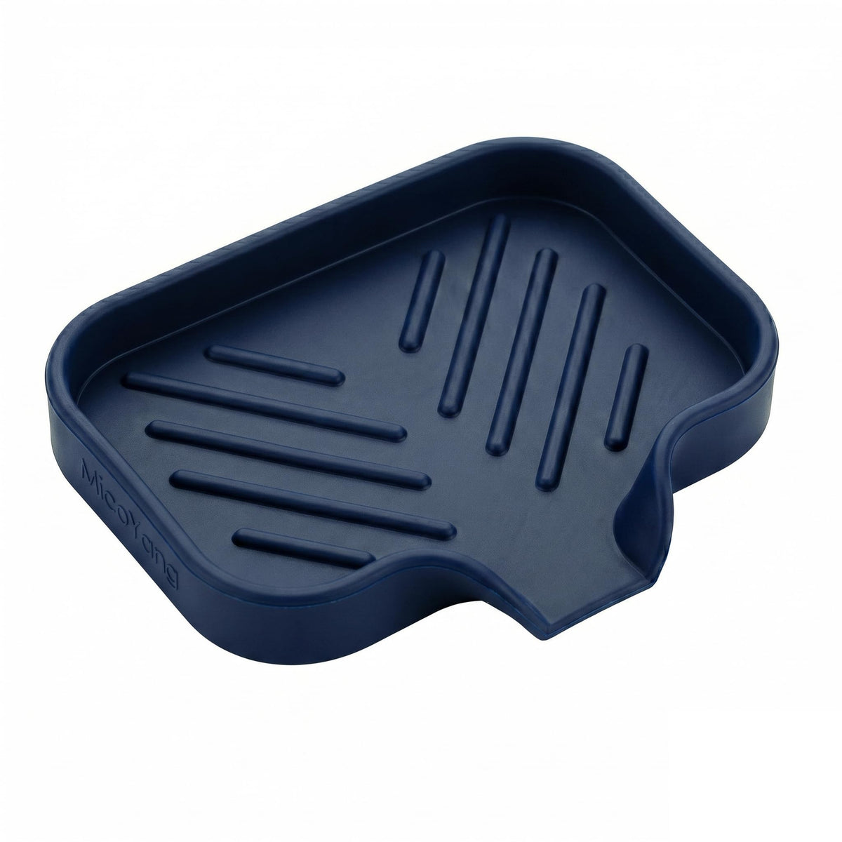 MicoYang Silicone Soap Dish with Drain Spout, Self-Draining Sink Organizer Tray for Bathroom and Kitchen, Sponges, Dispensers and Soap Holder, Non-Slip and Dishwasher Safe, Black (Compact, 4.9"×3.2")