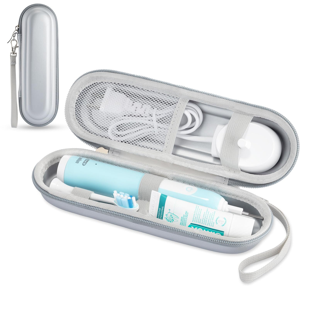 Toothbrush Travel Case for Oral B/Oral-B Pro 1000 1500 5000 7000 & Philips Sonicare 4100 1100 5300 5100 6100/iO Electric Toothbrush, Hard Protective Storage Bag (Black)