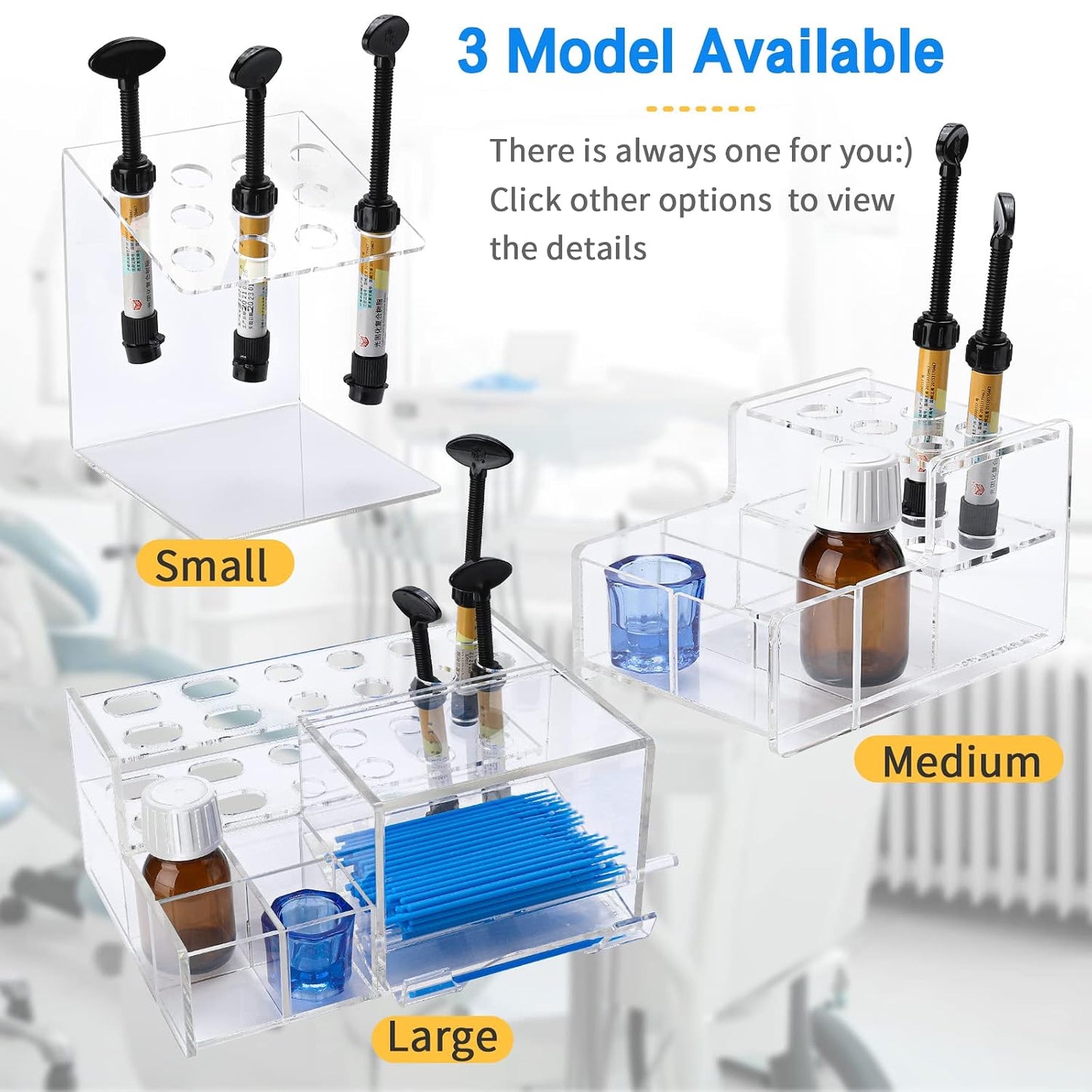 Dental Composite Organizer - Multi-Function Acrylic Dispenser for Resin Adhesive Syringes and Micro Applicator Brush Dental Instrument Holder