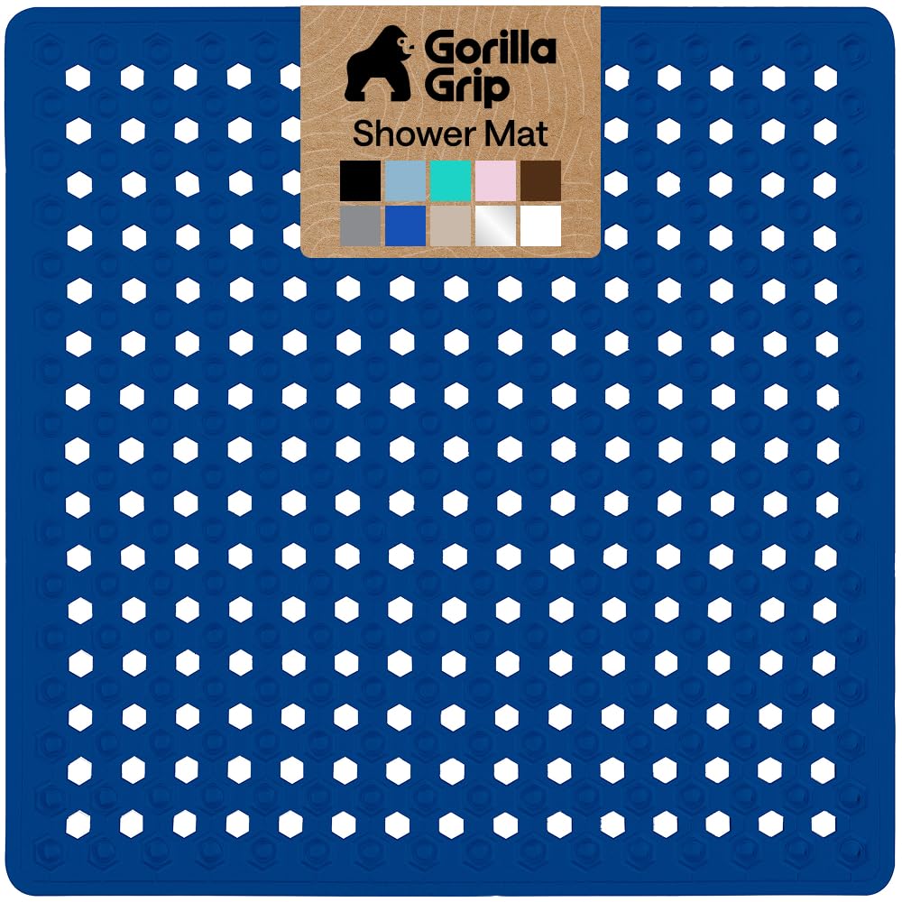 GORILLA GRIP Bath Tub Shower Mat, Bathtub Floor Liner, 35x16 Clear | Patented Large Mats, Machine Washable, Suction Cups and Drain Holes to Keep Tubs Clean, Soft on Feet, Bathroom Essentials