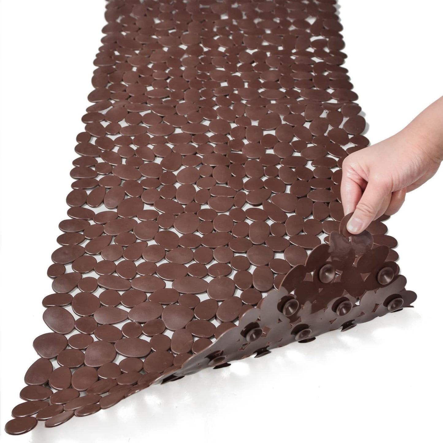 Pebble Bathtub Mat Non Slip 35" X 16" with Suction Cups,Black | (for Smooth/Non-Textured Tubs Only) Safe Shower Mat with Drain Holes for Bathroom