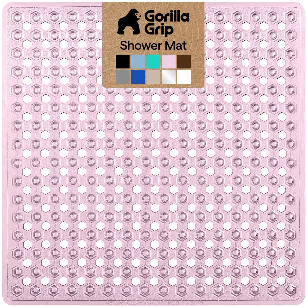 GORILLA GRIP Bath Tub Shower Mat, Bathtub Floor Liner, 35x16 Clear | Patented Large Mats, Machine Washable, Suction Cups and Drain Holes to Keep Tubs Clean, Soft on Feet, Bathroom Essentials
