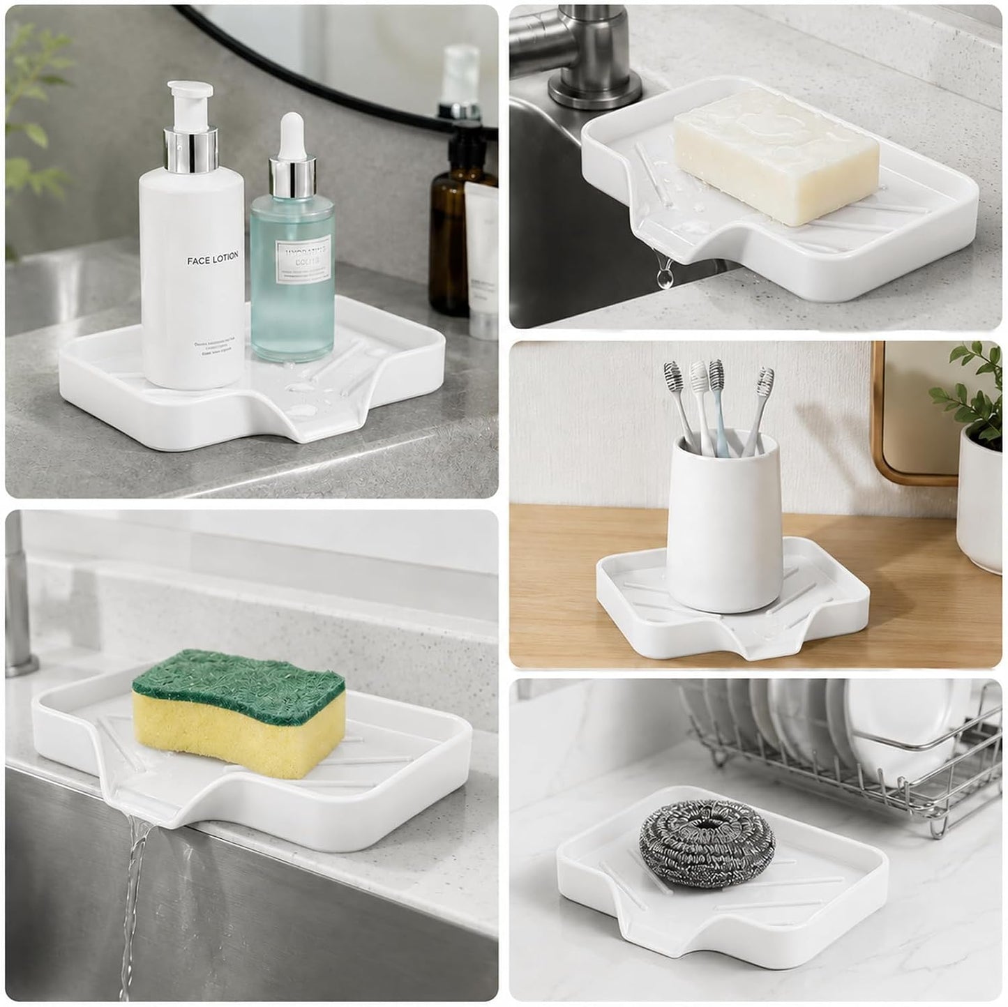 Soap Dish for Bathroom Soap Holder Tray for Shower Kitchen Sink Countertop Bar Soap Storage Container
