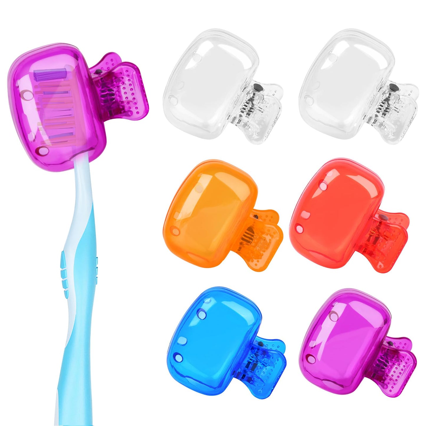 6 Pack Toothbrush Covers Portable Toothbrush Coverings Clips for Protectors Tooth Brush Storage Head Cover Cap Tooth Brush Covers for Kids Bathroom Home Travel Tooth Brush Case