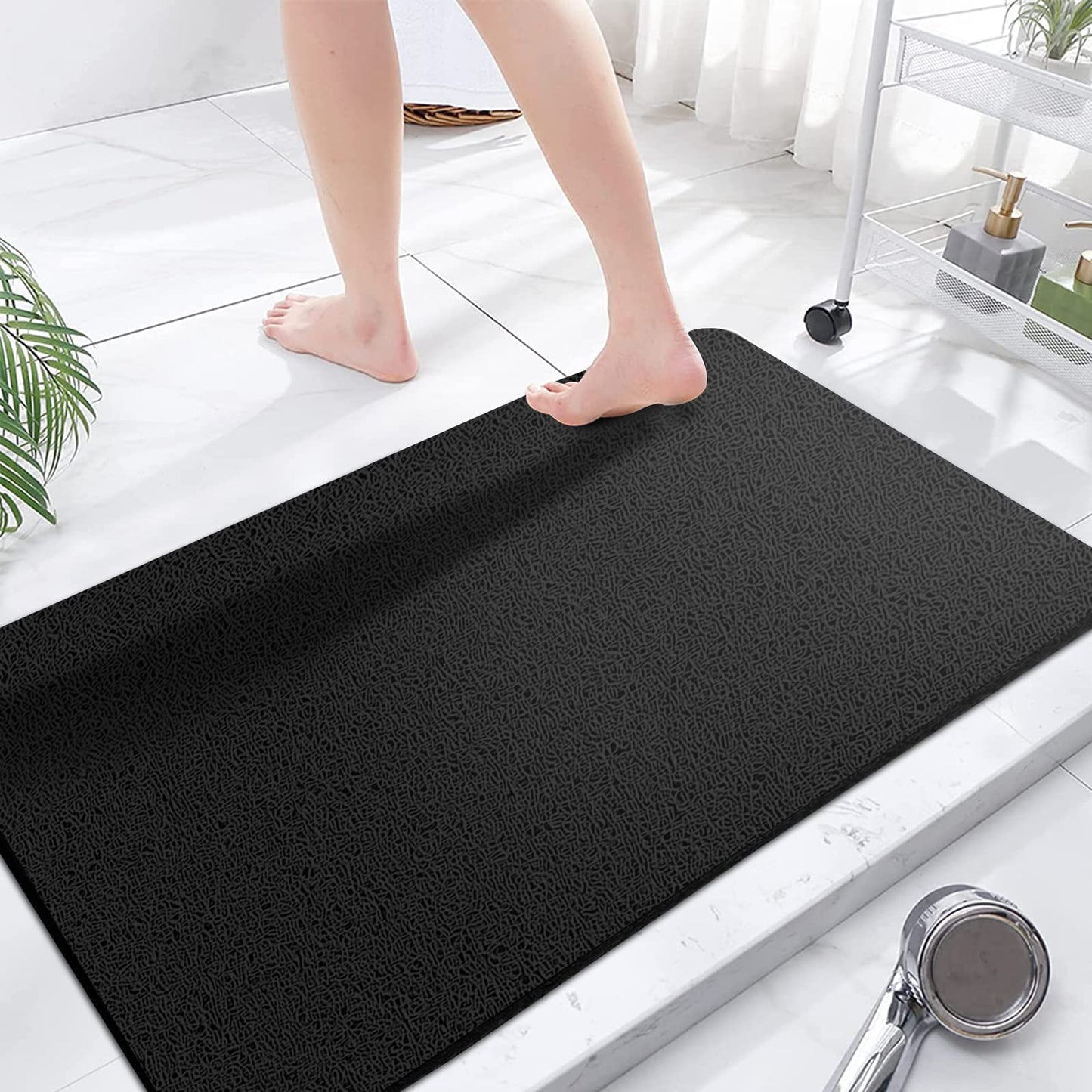 godehone Shower Mats Non Slip Without Suction Cups, PVC Loofah Bathroom Mats, Loofah Mats for Shower and Bathroom, Quick Drying, 15.7× 36 Inch, Grey