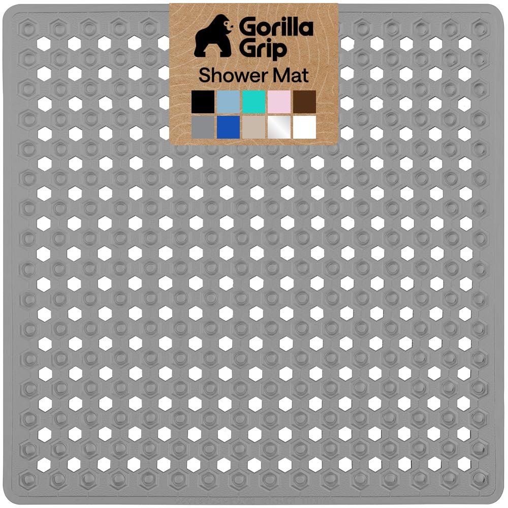 GORILLA GRIP Bath Tub Shower Mat, Bathtub Floor Liner, 35x16 Clear | Patented Large Mats, Machine Washable, Suction Cups and Drain Holes to Keep Tubs Clean, Soft on Feet, Bathroom Essentials