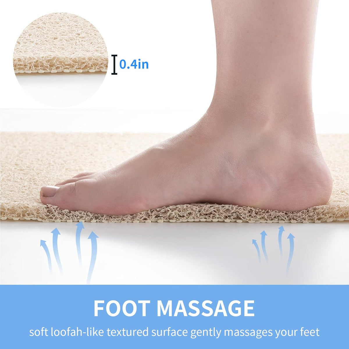 Hargiis Non Slip Bathtub Mat, Anti Slip Shower Mat, Fast Drying Bath Tub Mats, Foot Scrubber Mat, Anti Slip Mat for Tub, Floor, Bathroom, Home, Kitchen, Hotel (Beige 24"x16")