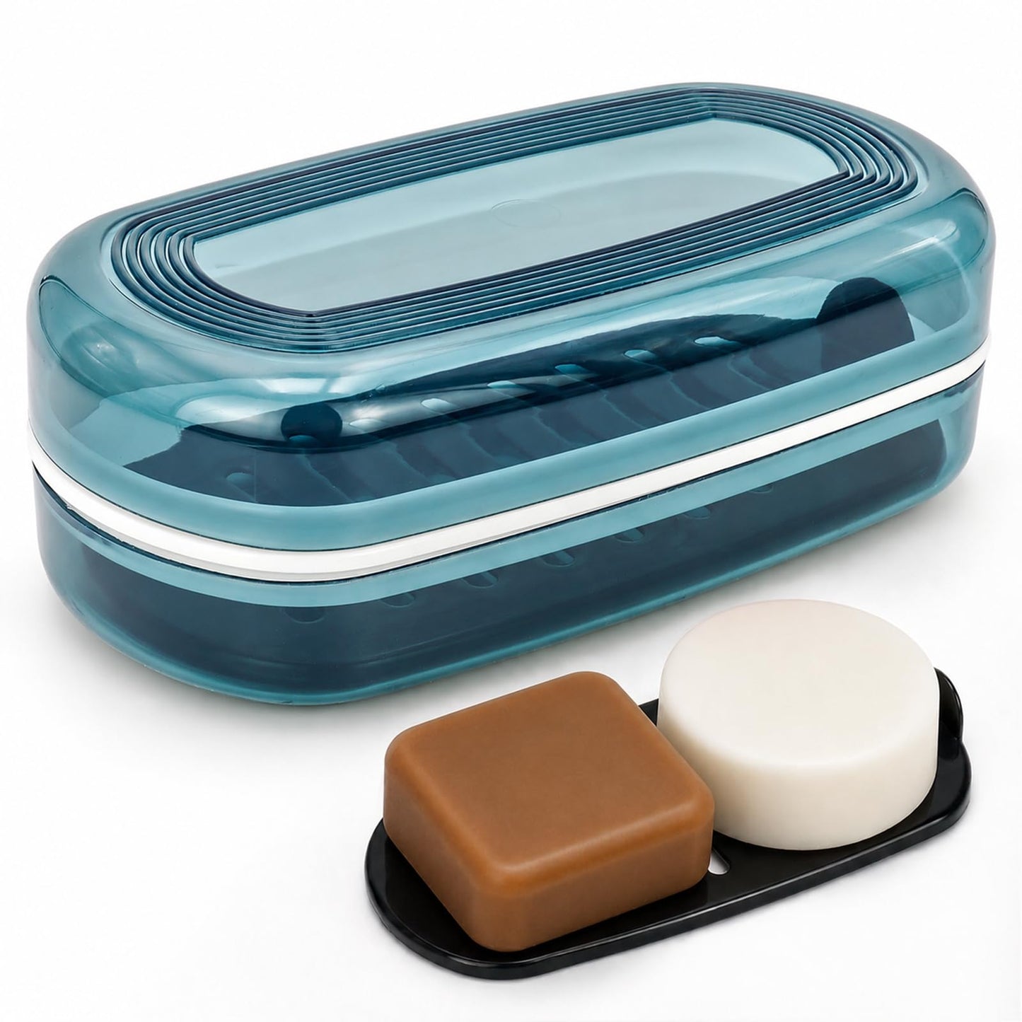 AIDIMMING Shampoo Bar Holder & Large Travel Soap Case with Drain Tray | Shampoo bar travel case for shampoo and conditioner bars set or one 10 oz soap bar, with a removable drain tray (Green)