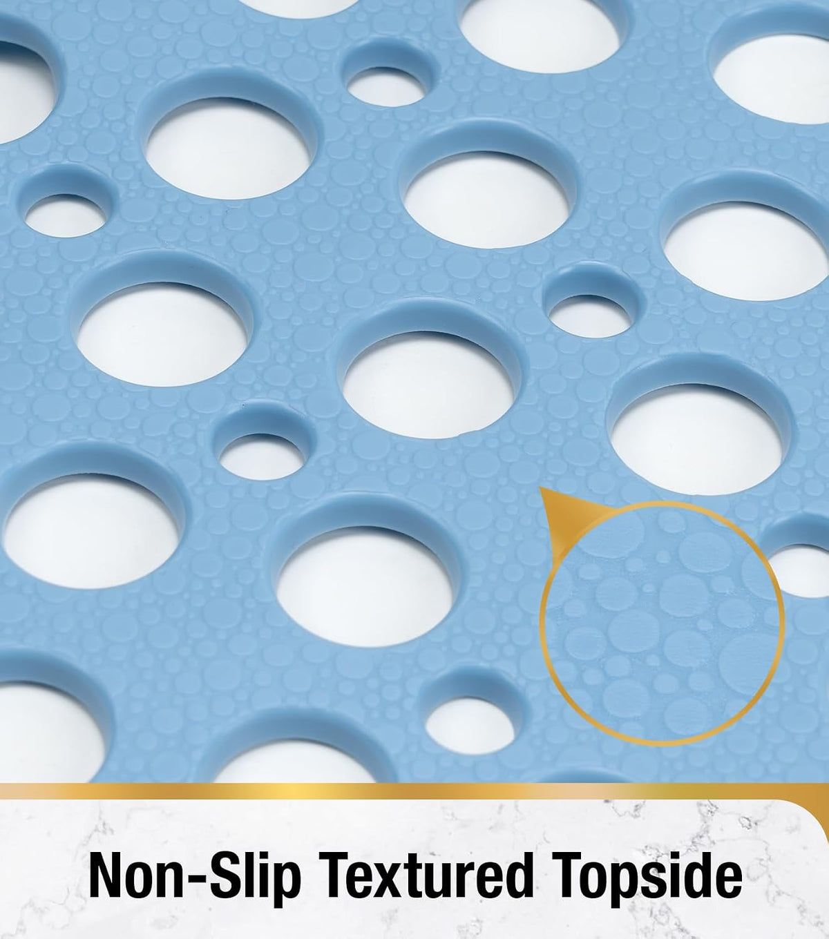 HITSLAM Bathtub Mat Non Slip, Soft TPE Bath Mat for Tub, Efficient Drainage Bathroom Shower Mat with Suction Cups, Bath Tub Mat, Easy to Clean, 28 x 15 Inch, Blue