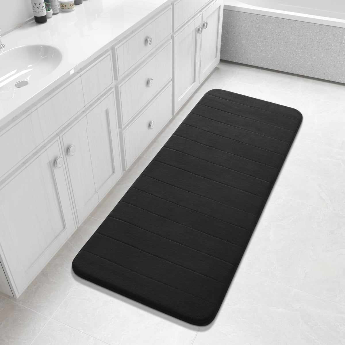 Yimobra Memory Foam Bath Mat, Super Soft Absorbent Bathroom Rug Non Slip, Quick Dry, Machine Washable Floor Carpet for Tub Shower, Home Decor Accessories, 24x17, Grey