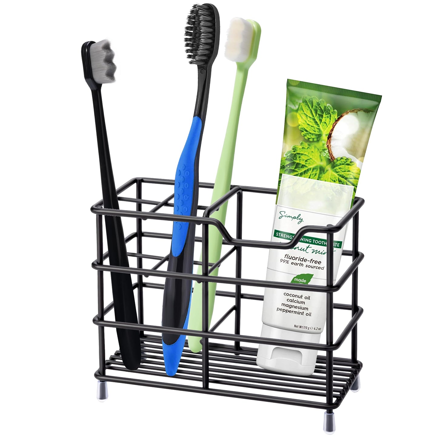 Toothbrush Holders for Bathrooms 304 Stainless Steel Quick Drying Black | Upgrade Heavy Duty Sturdy Durable Toothpaste Holder Bathroom Organizer Storage Decor Accessories Tooth Brush Holder Caddy