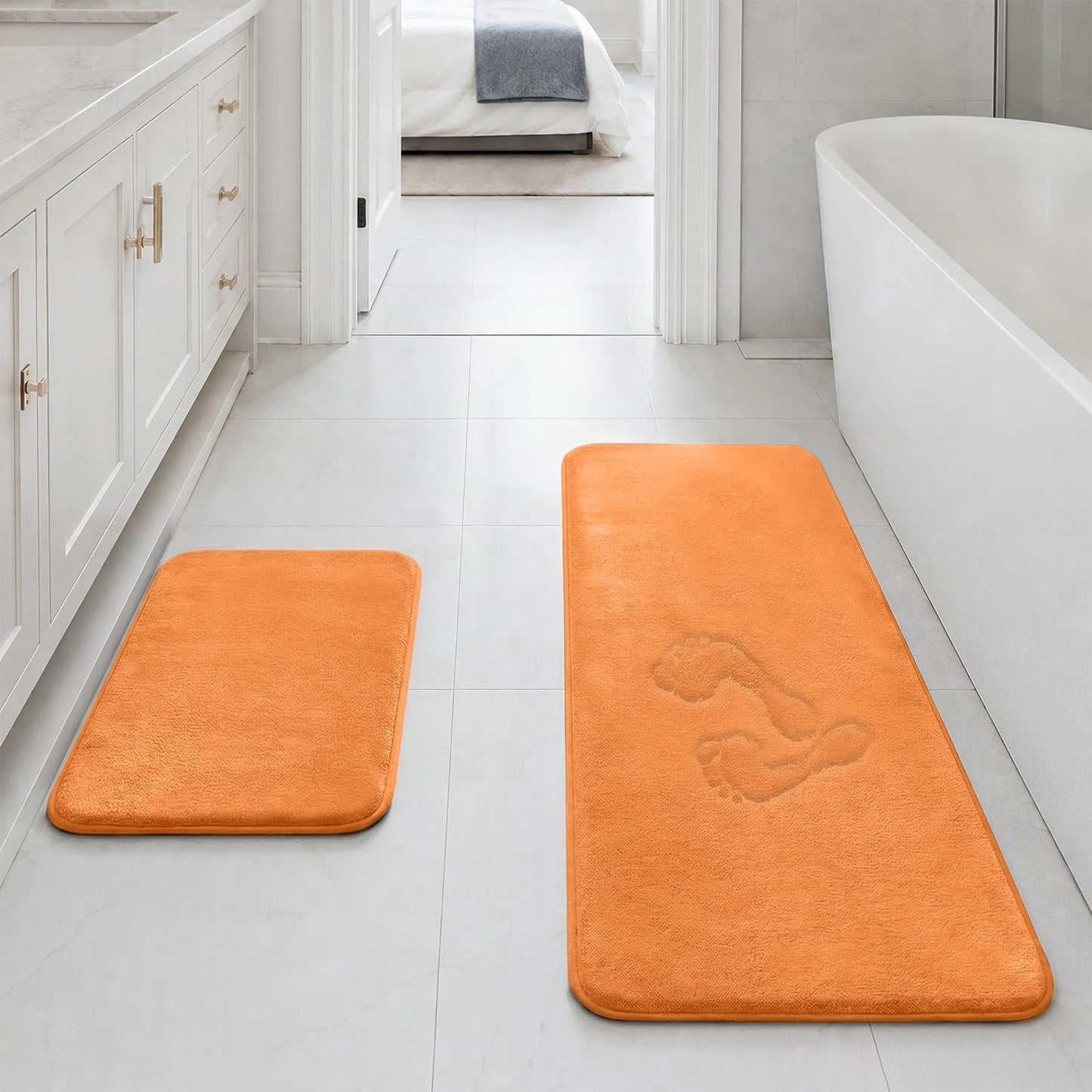 HUXMEYSON Bathroom Rugs Sets 3 Piece, Non-Slip & Quick Dry Bath Mat Set, Ultra Soft Velvet Bath Rugs for Bathroom, Toilet and Shower Floor, Grey