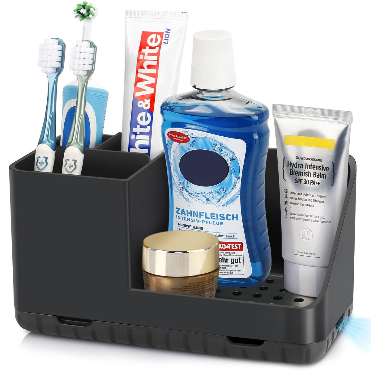 Toothbrush Holders for Bathroom Counter Organizer and Storage (White) | Easy To Clean, Drainage, Non-Slip, Detachable, Kids Electric Toothbrush and Toothpaste Holder for Bathroom