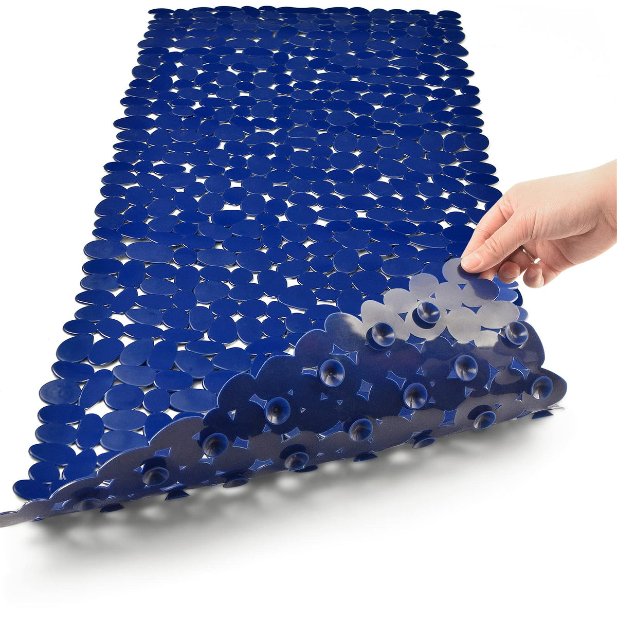 Pebble Bathtub Mat Non Slip 35" X 16" with Suction Cups,Black | (for Smooth/Non-Textured Tubs Only) Safe Shower Mat with Drain Holes for Bathroom