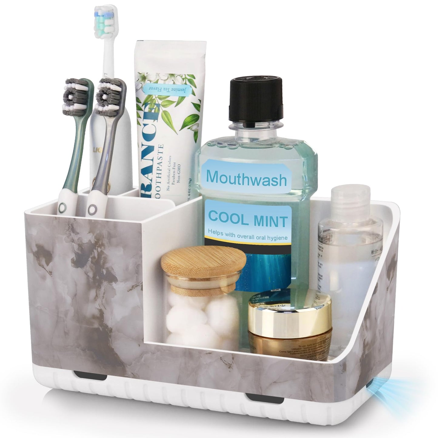 Toothbrush Holders for Bathroom Counter Organizer and Storage (White) | Easy To Clean, Drainage, Non-Slip, Detachable, Kids Electric Toothbrush and Toothpaste Holder for Bathroom