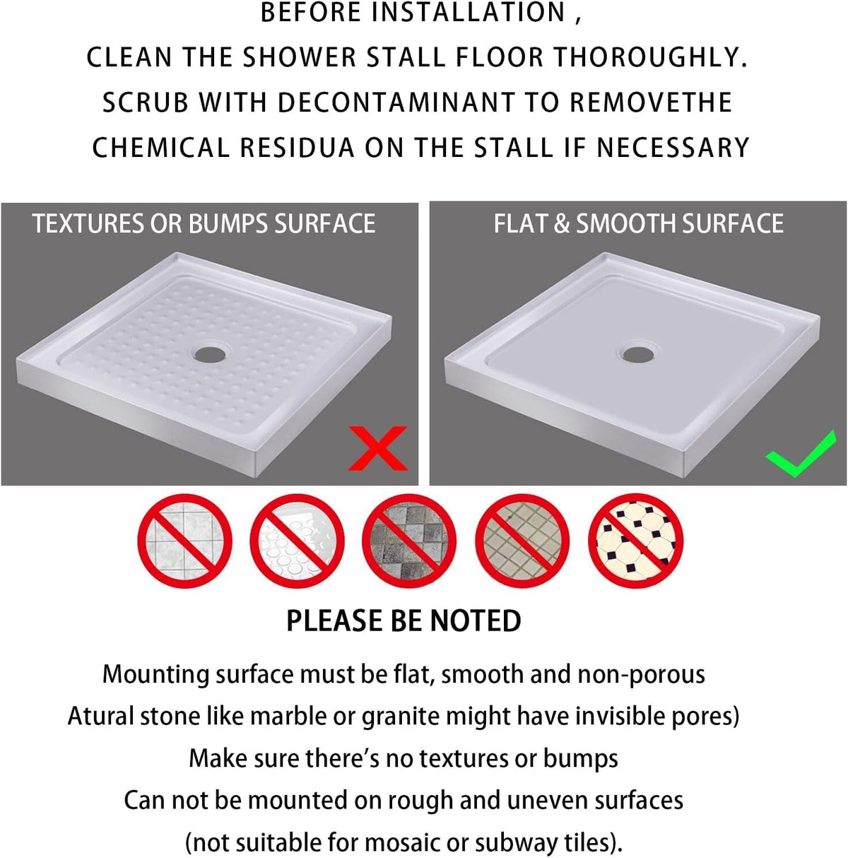 Yimobra Shower Mat 21X21 Inch Square, Non Slip Bathtub Mat with Large Suction Cups&Drain Holes, Soft Fast Dry Shower Stall Mats for Inside Shower, Machine Washable BPA-Free,Bath Essentials, Clear Gray