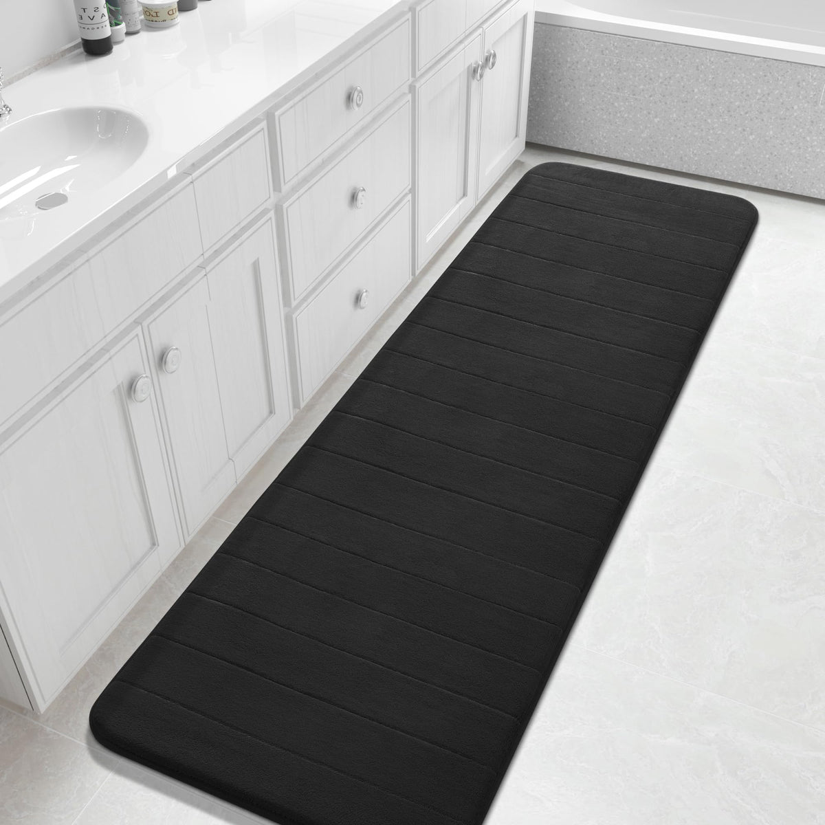 Yimobra Memory Foam Bath Mat, Super Soft Absorbent Bathroom Rug Non Slip, Quick Dry, Machine Washable Floor Carpet for Tub Shower, Home Decor Accessories, 24x17, Grey