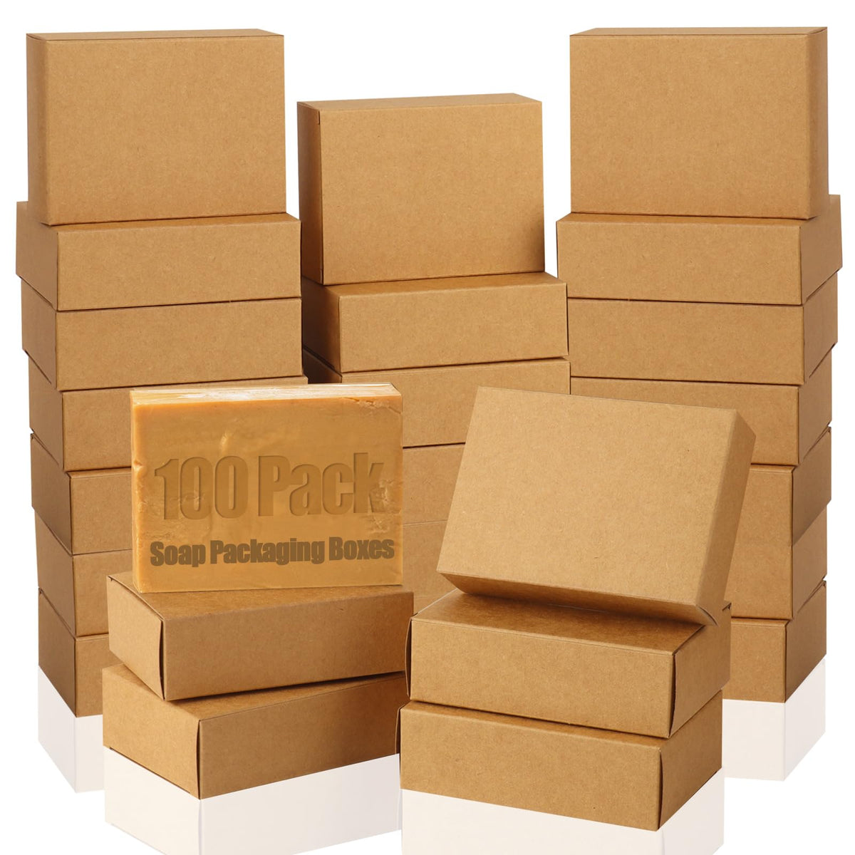 RYKOMO 40 PCS Soap Boxes for Homemade 3.55 x 2.4 x 1.2 Inch Small Soap Paper Box Mini Kraft Treat Box with Window for Homemade Soap Packaging Boxes Supplies