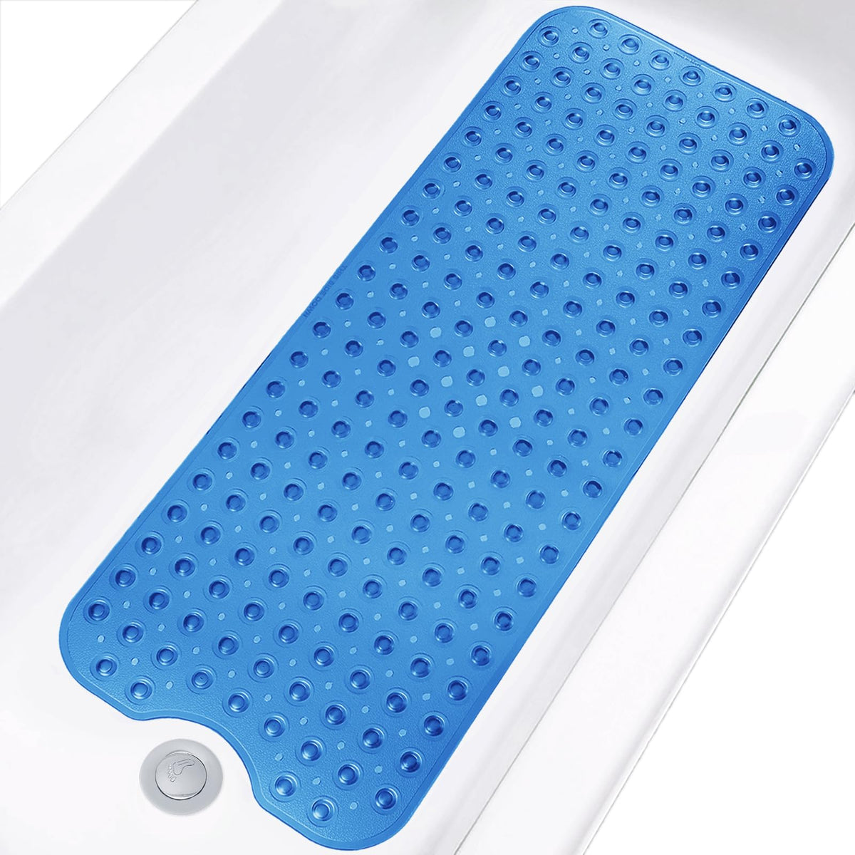 Extra Long Non-Slip Bathtub Shower Mat, 39 x 16 Inch Black Bath Mat | Built with Strong Suction Cups & Quick Drain Holes, Machine Washable Anti-Slip Mat for Bathroom Tub & Shower Floor