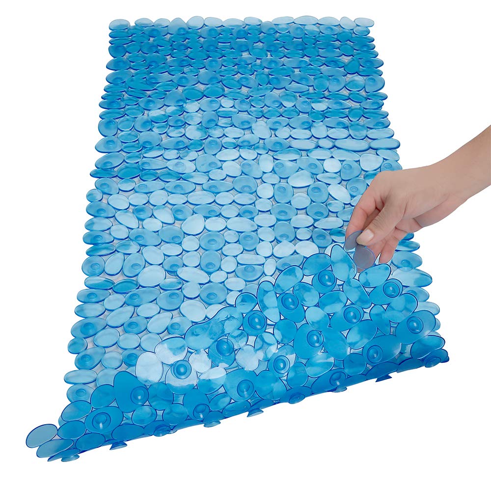Pebble Bathtub Mat Non Slip 35" X 16" with Suction Cups,Black | (for Smooth/Non-Textured Tubs Only) Safe Shower Mat with Drain Holes for Bathroom