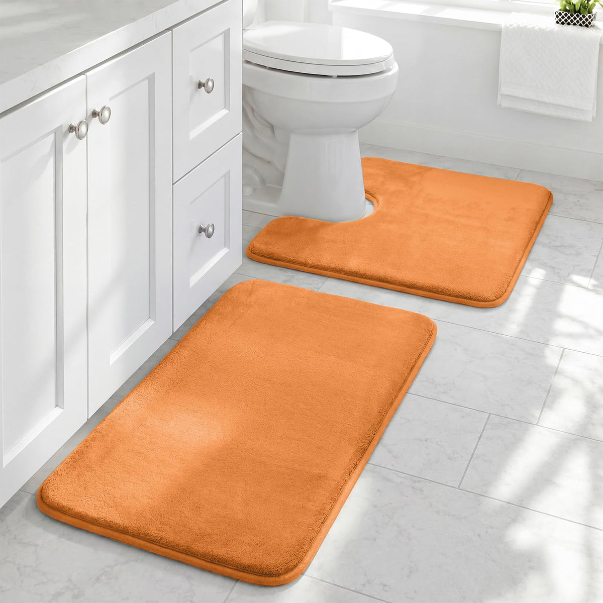 HUXMEYSON Bathroom Rugs Sets 3 Piece, Non-Slip & Quick Dry Bath Mat Set, Ultra Soft Velvet Bath Rugs for Bathroom, Toilet and Shower Floor, Grey
