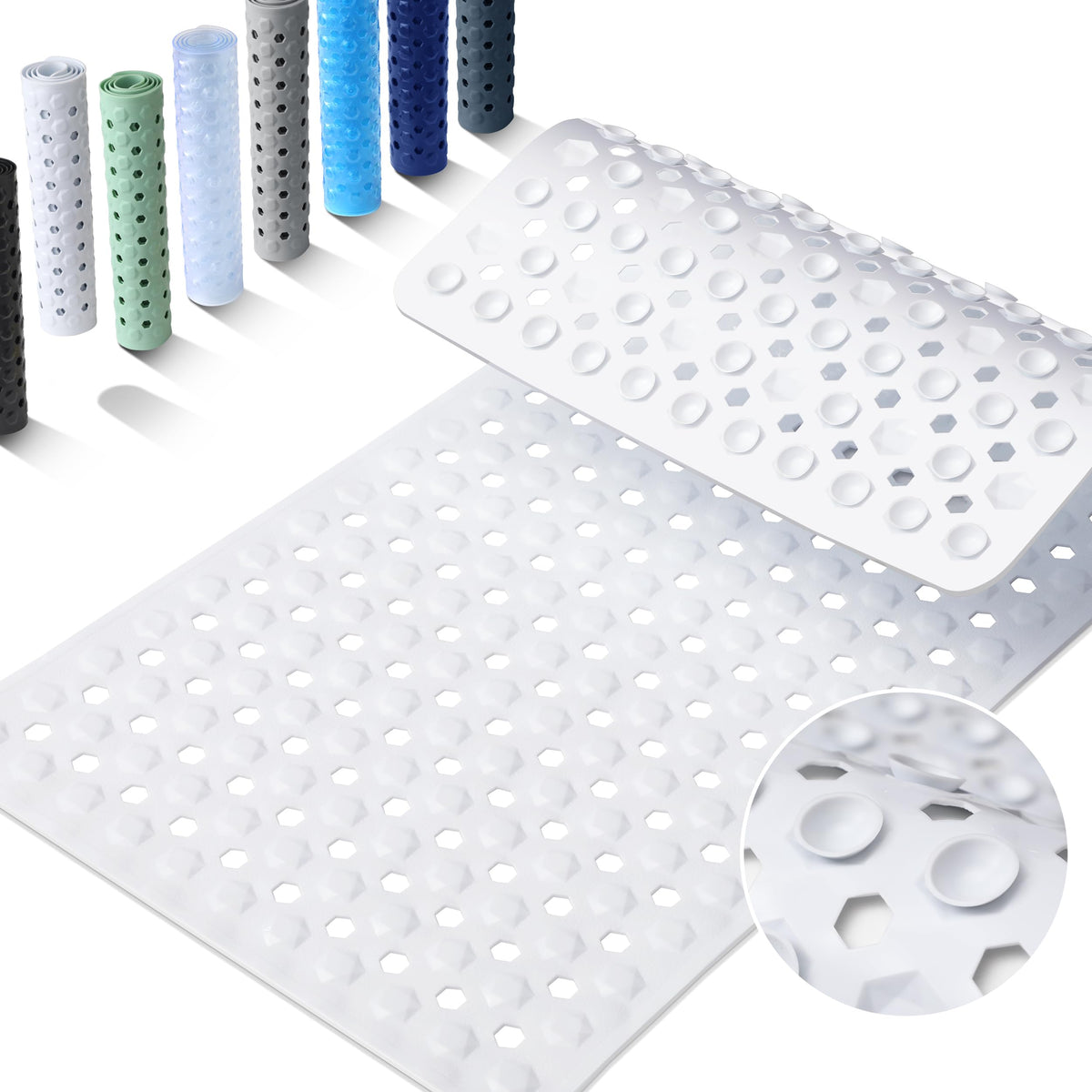 Yimobra Bathtub Mat Non Slip, 34.5"X15.5" Long Shower Mat for Inside Shower, Machine Washable Bath Mat with Drain Holes & Strong Suction Cups, Soft on Feet, Bathroom Essentials, Black
