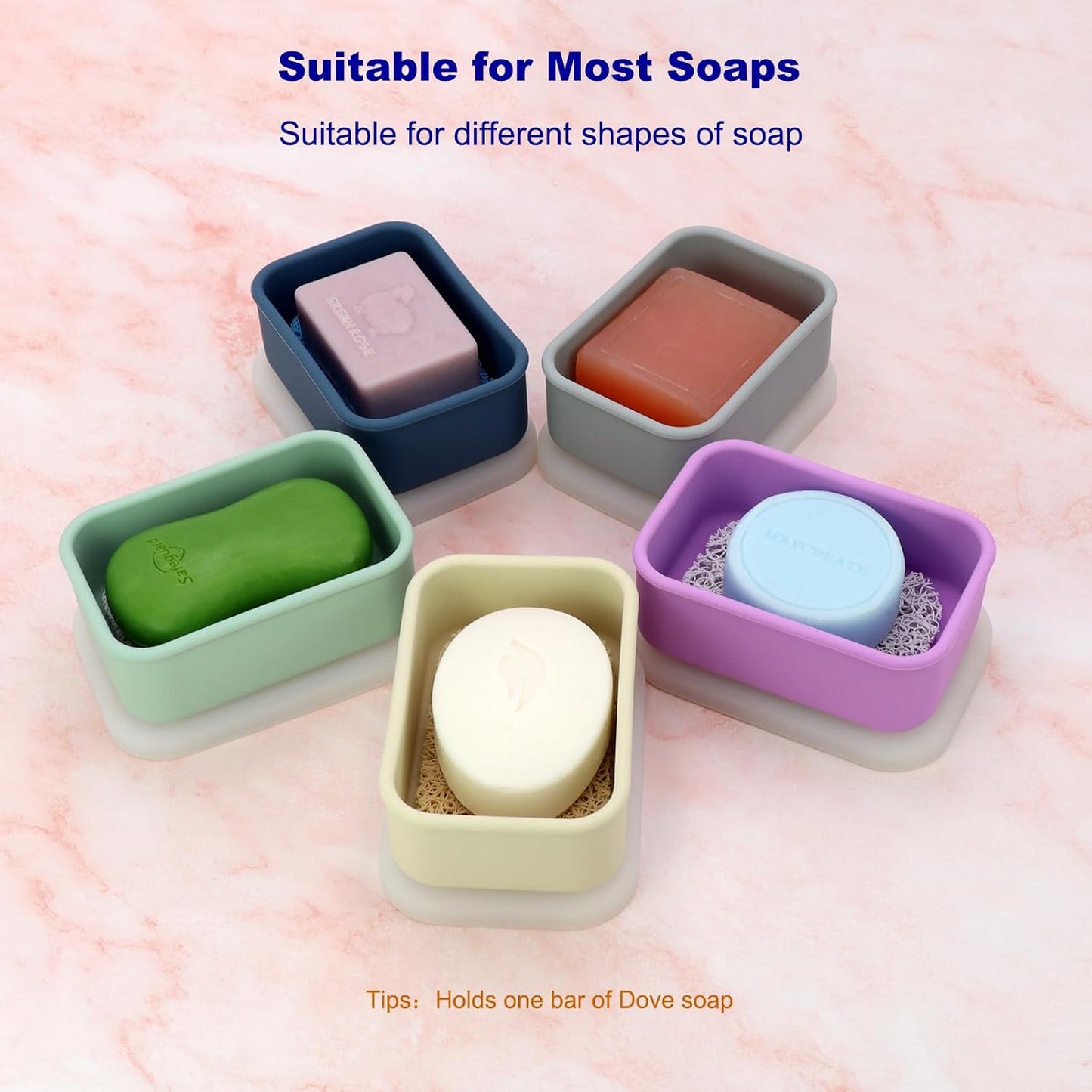 Travel Soap Case, Leak Proof Soap Container, Silicone Soap Box with Drainage Layer, Shatterproof Soap Holder for Travel, Camping, Gym(Off-White, Regular)