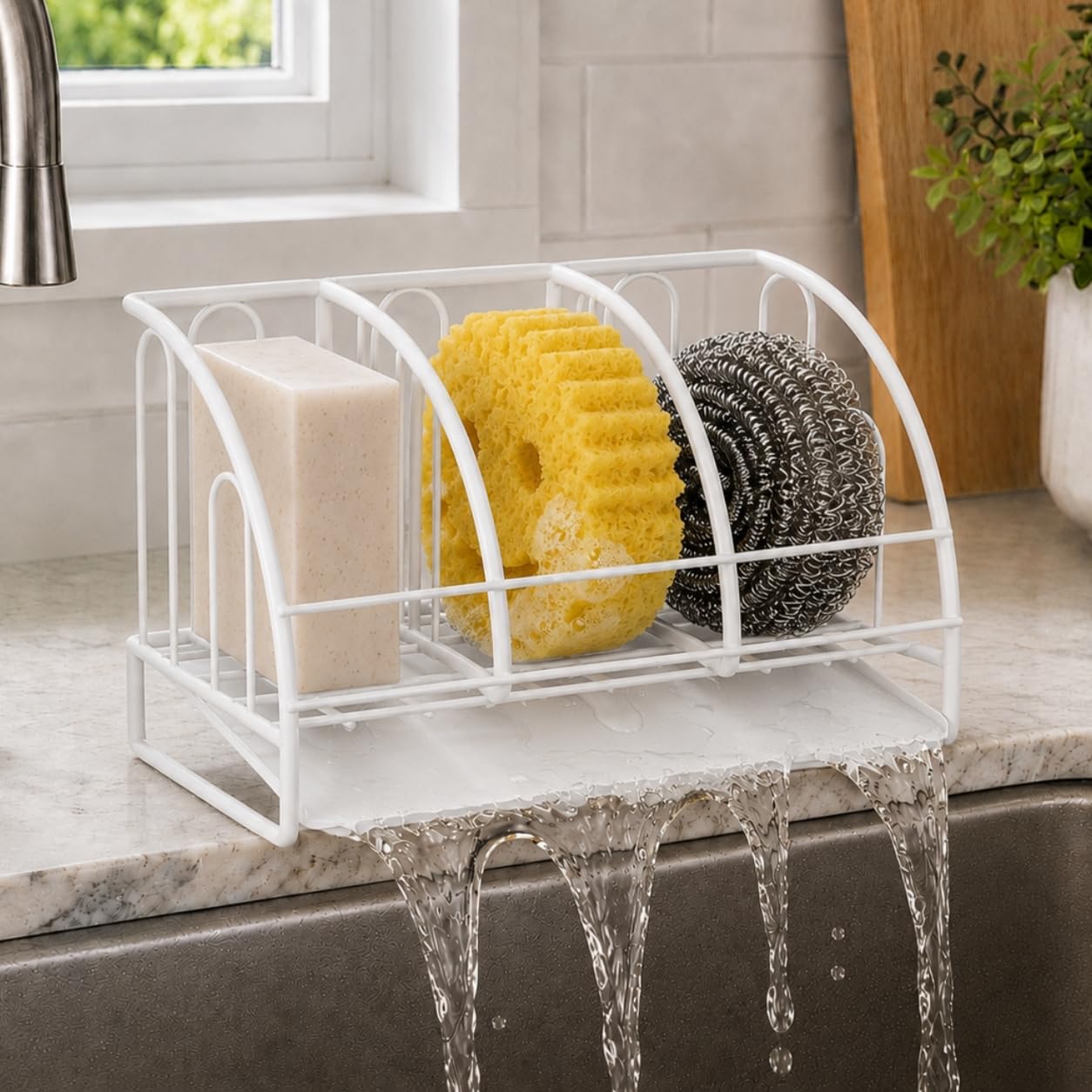 Soap Dish Bar Soap Holder for Shower Sponge Holder for Kitchen Sink Storage | Organizer for Bathroom Wall Sponge Holder for Kitchen Sink Kitchen Storage Accessories