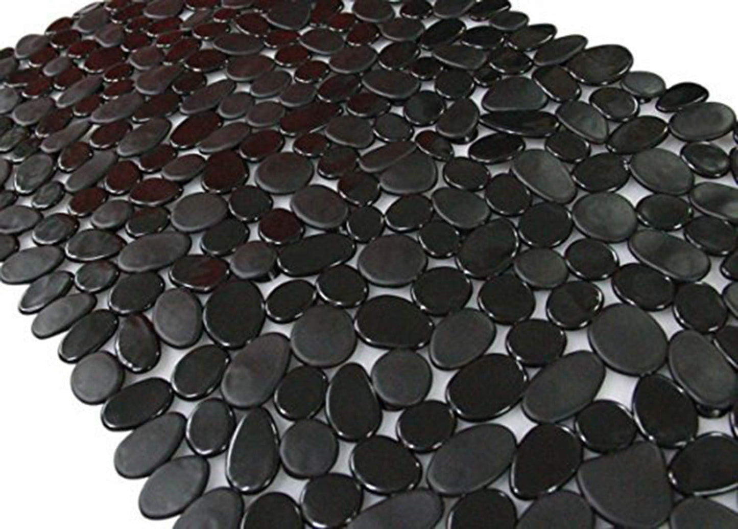 Pebble Bathtub Mat Non Slip 35" X 16" with Suction Cups,Black | (for Smooth/Non-Textured Tubs Only) Safe Shower Mat with Drain Holes for Bathroom