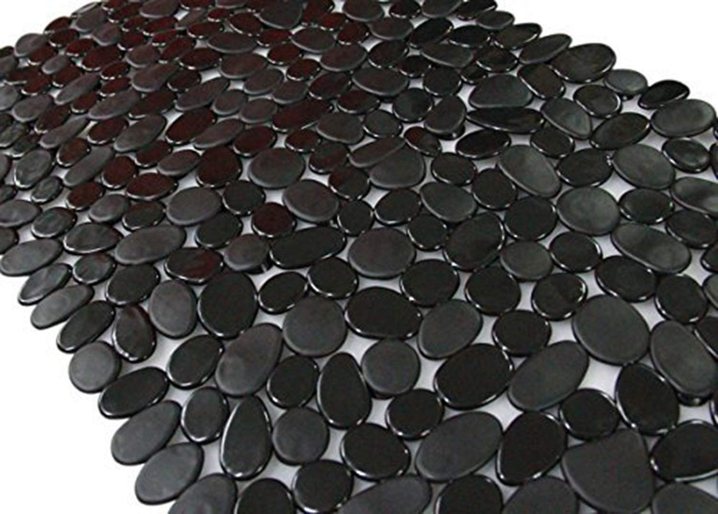 Pebble Bathtub Mat Non Slip 35" X 16" with Suction Cups,Black | (for Smooth/Non-Textured Tubs Only) Safe Shower Mat with Drain Holes for Bathroom
